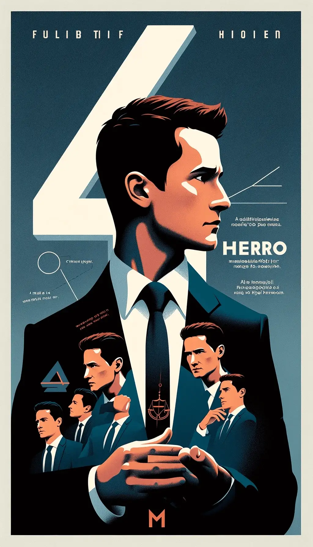Постер 4-й серии с Джимми МакГиллом, отражения характера, цифра 4, тема героизма