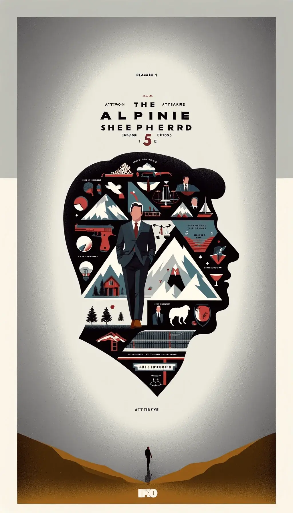 Постер 5-й серии Лучше звоните Солу, Джимми МакГилл, альпийские мотивы, силуэт человека