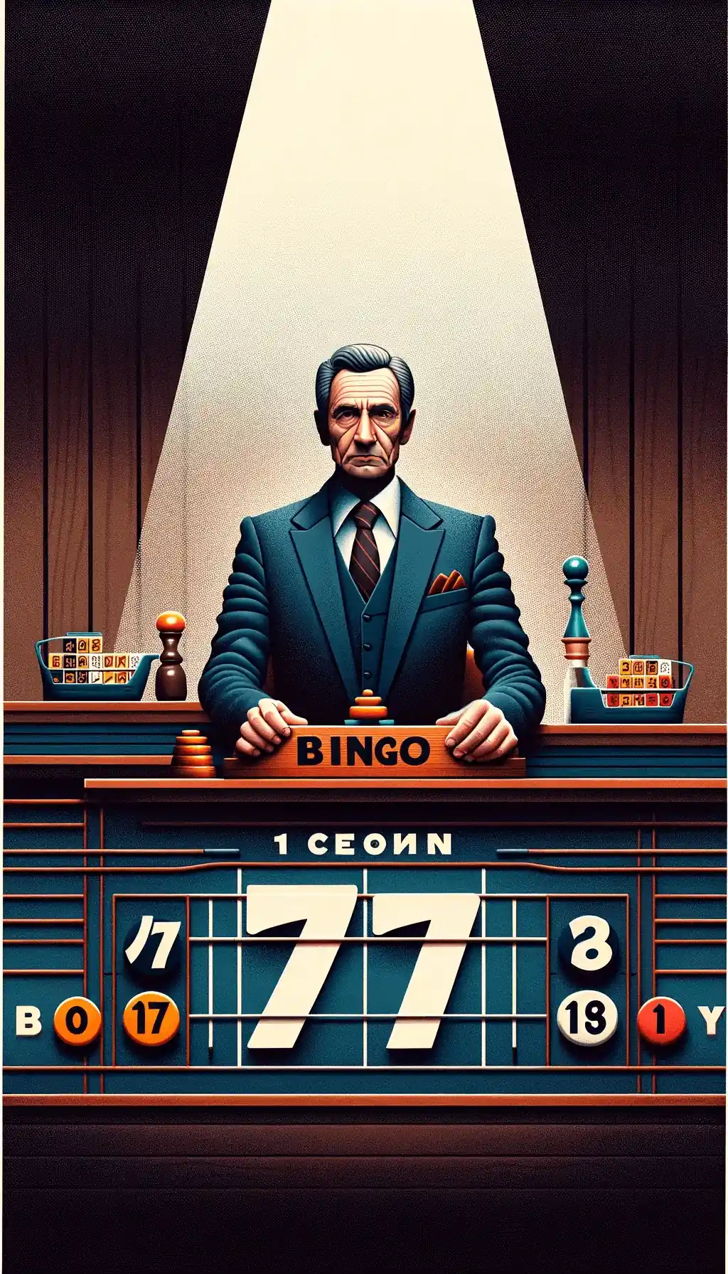 Постер 7-й серии Лучше звоните Солу, Майк за столом бинго, цифры, игровая атмосфера